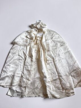 Vintage Baby Christening Dress Set Ivory Lace Cape Bonnet